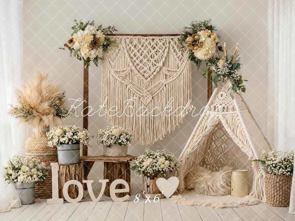 Kate Boho Macrame Teepee Cream Backdrop Designed by Emetselch - Image 3