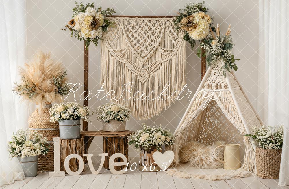 Kate Boho Macrame Teepee Cream Backdrop Designed by Emetselch - Image 4