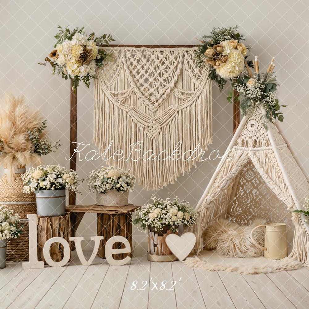 Kate Boho Macrame Teepee Cream Backdrop Designed by Emetselch - Image 5
