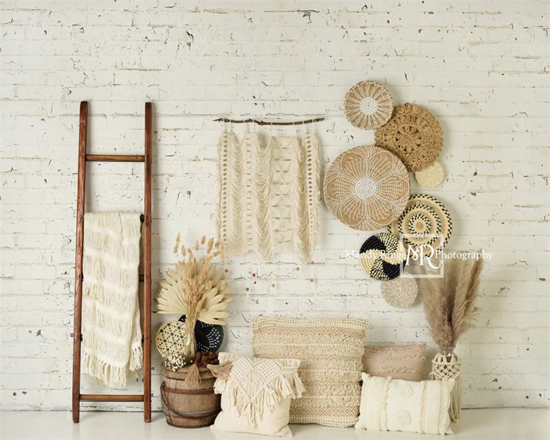 Kate Boho Macrame Wall with Baskets and Ladder Backdrop Designed by Mandy Ringe Photography - Image 5