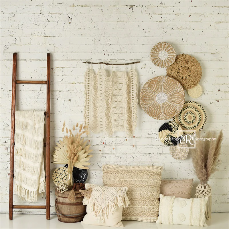 Kate Boho Macrame Wall with Baskets and Ladder Backdrop Designed by Mandy Ringe Photography - Image 7