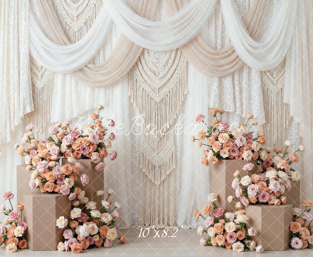 Kate Boho Macrame Wedding Floral Beige Backdrop Designed by Mini MakeBelieve - Image 6