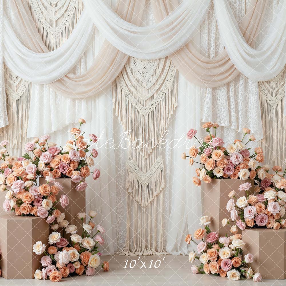 Kate Boho Macrame Wedding Floral Beige Backdrop Designed by Mini MakeBelieve - Image 7