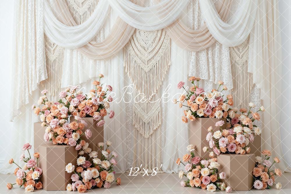 Kate Boho Macrame Wedding Floral Beige Backdrop Designed by Mini MakeBelieve - Image 8