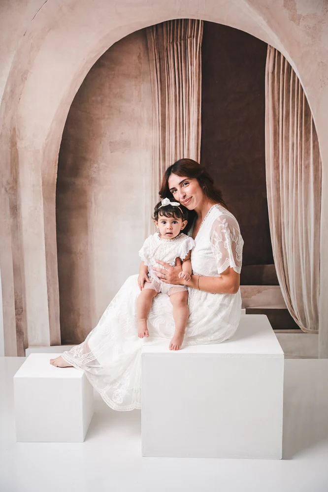 Kate Boho Neutral Minimalist Arch Cascading Stairs Backdrop Designed by Emetselch - Image 3