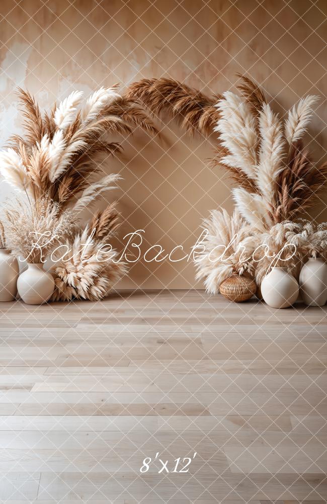 Kate Boho Pampas Floral Arch Fleece Backdrop Designed by Emetselch - Image 4