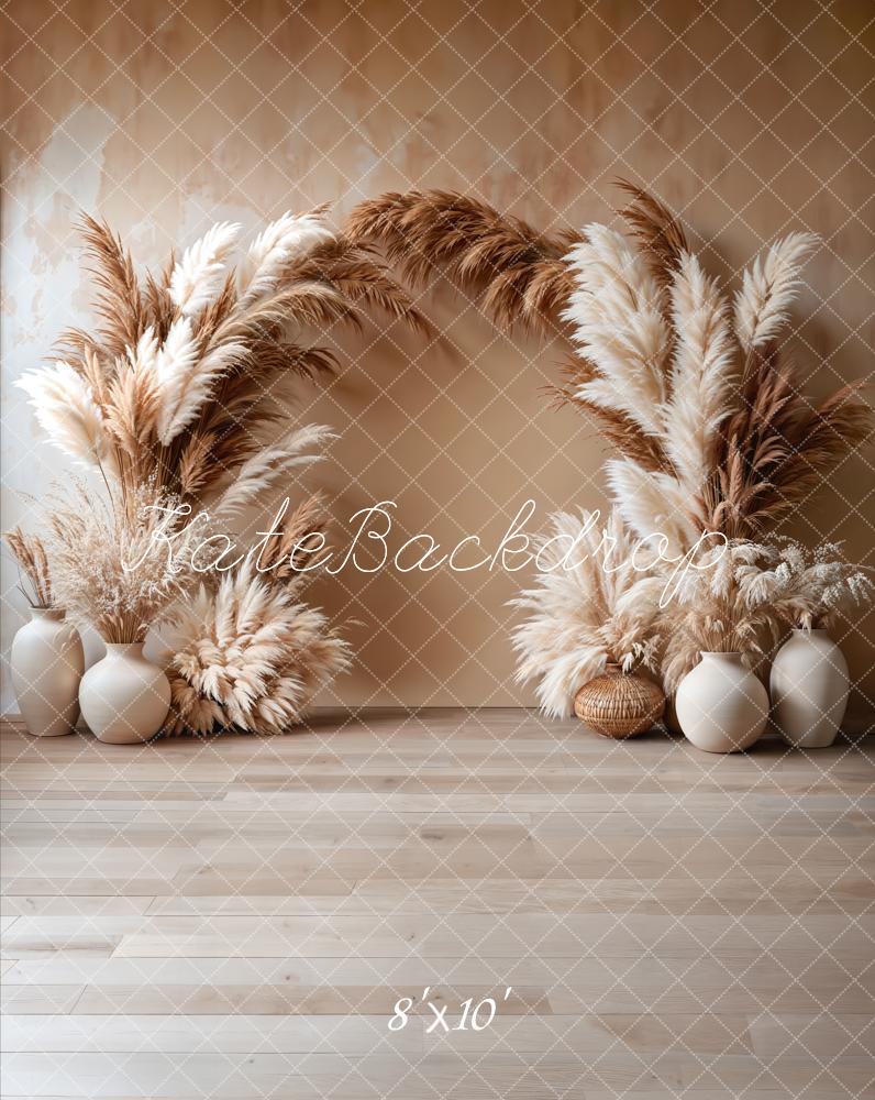 Kate Boho Pampas Floral Arch Fleece Backdrop Designed by Emetselch - Image 5