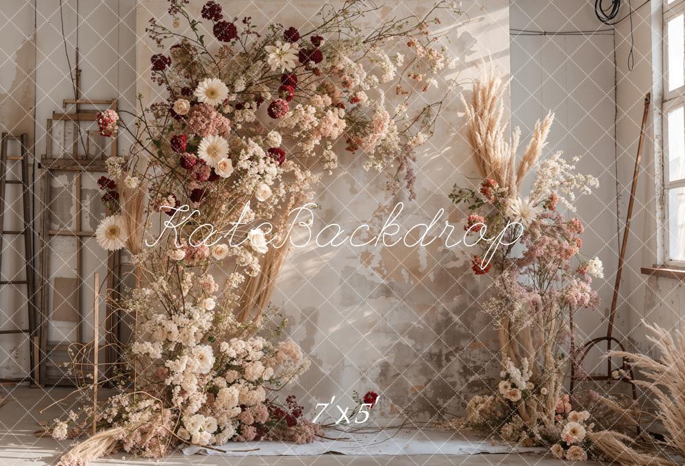 Kate Boho Reed Flower Wood Wall Backdrop Designed by Emetselch - Image 2
