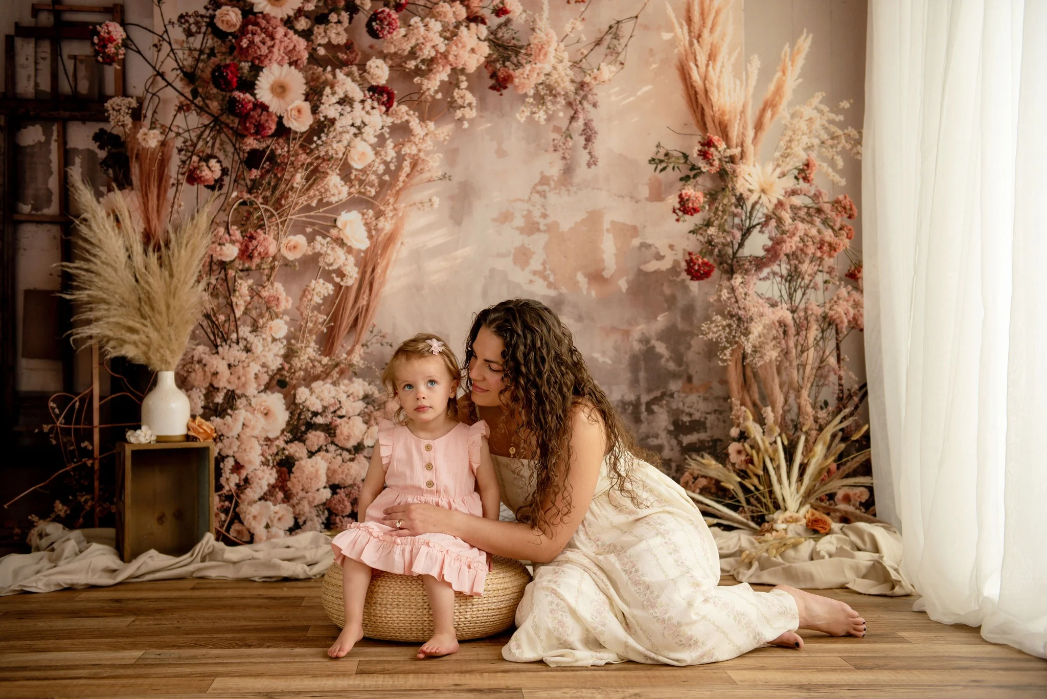 Kate Boho Reed Flower Wood Wall Backdrop Designed by Emetselch - Image 5