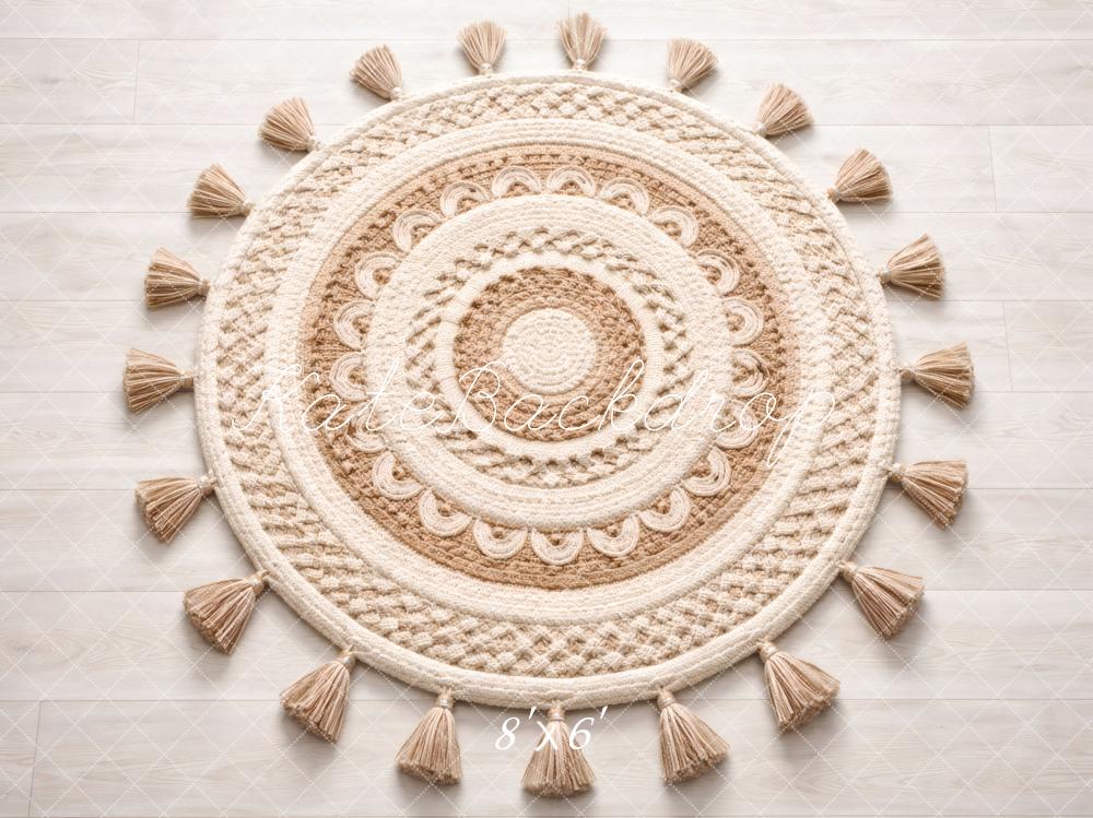Kate Boho Round Tassel Carpet Cream Backdrop Designed by Vertigo Productions - Image 3