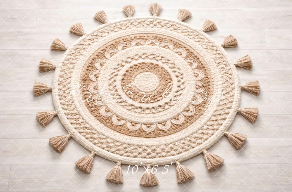 Kate Boho Round Tassel Carpet Cream Backdrop Designed by Vertigo Productions - Image 4