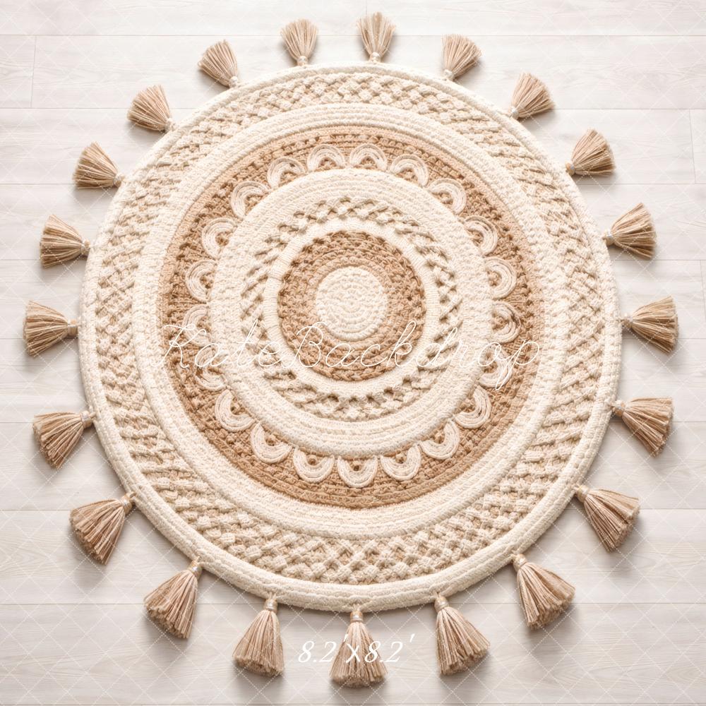 Kate Boho Round Tassel Carpet Cream Backdrop Designed by Vertigo Productions - Image 5