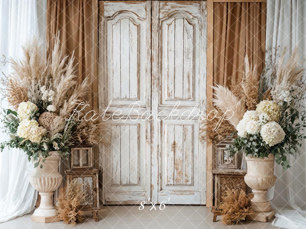 Kate Boho Rustic Floral Vintage Door Fleece Backdrop Designed by Emetselc - Image 2