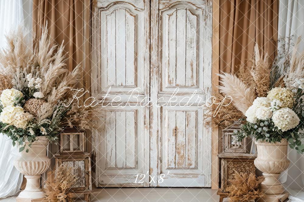 Kate Boho Rustic Floral Vintage Door Fleece Backdrop Designed by Emetselc - Image 3