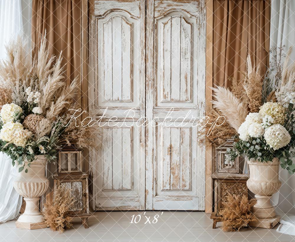 Kate Boho Rustic Floral Vintage Door Fleece Backdrop Designed by Emetselc - Image 4