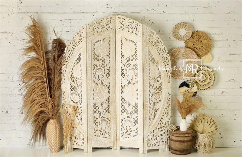 Kate Boho Screen with Pampas Grass Backdrop Designed by Mandy Ringe Photography - Image 2