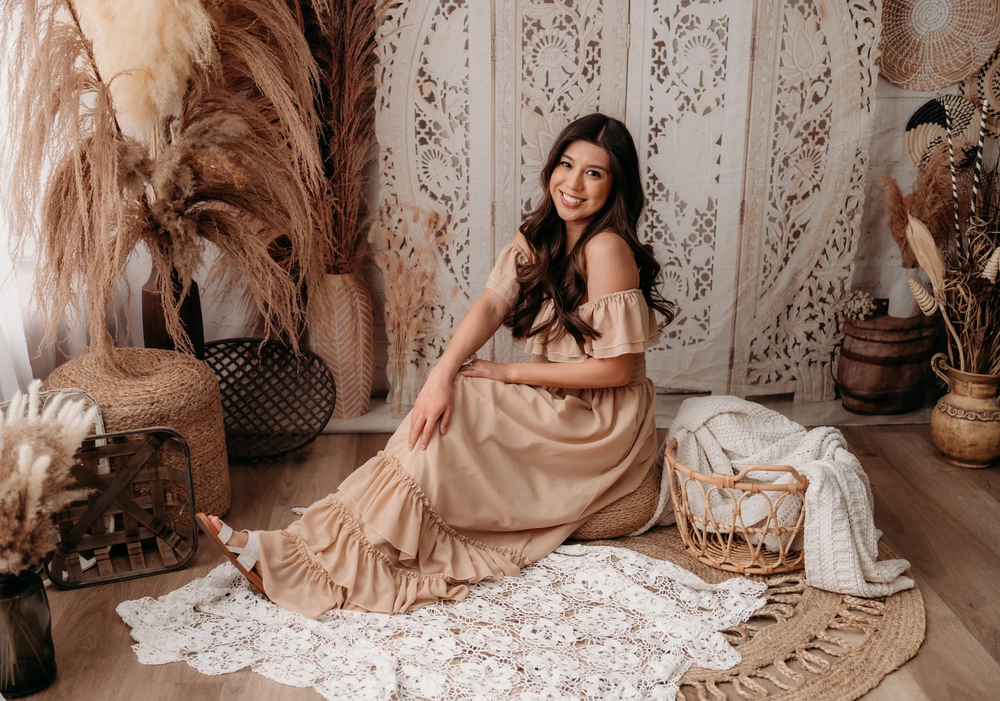Kate Boho Screen with Pampas Grass Backdrop Designed by Mandy Ringe Photography - Image 8