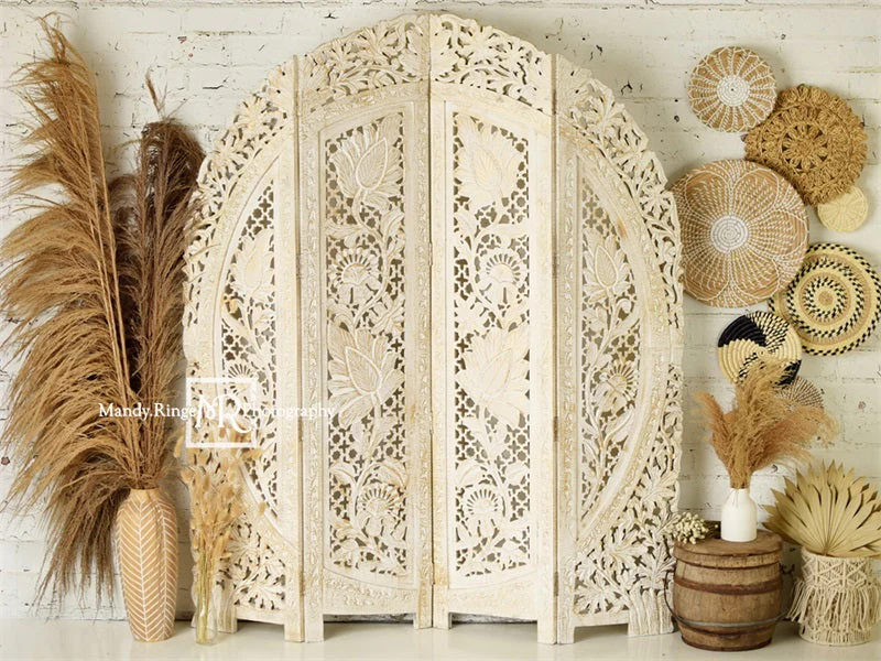 Kate Boho Screen with Pampas Grass Fleece Backdrop Designed by Mandy Ringe Photography - Image 18