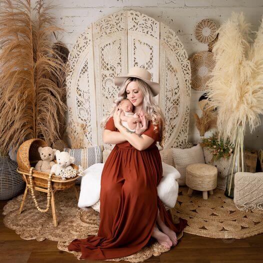 Kate Boho Screen with Pampas Grass Fleece Backdrop Designed by Mandy Ringe Photography - Image 3