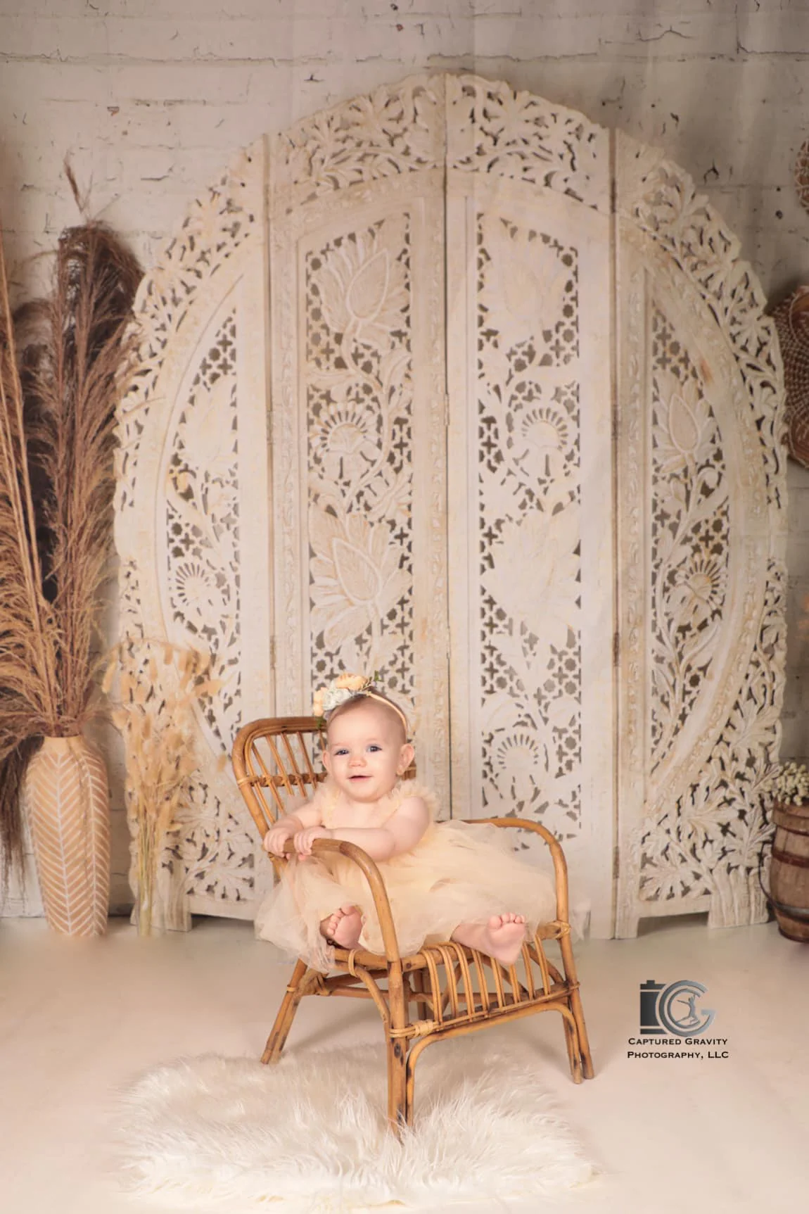 Kate Boho Screen with Pampas Grass Fleece Backdrop Designed by Mandy Ringe Photography - Image 6