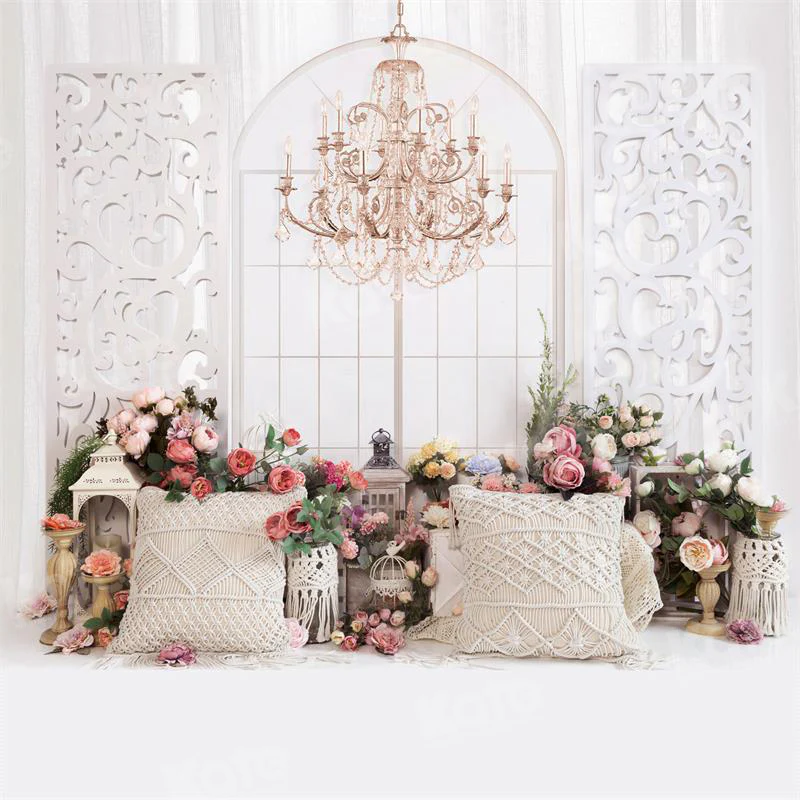 Kate Boho Spring Pillows Chandelier Backdrop for Photography - Image 2