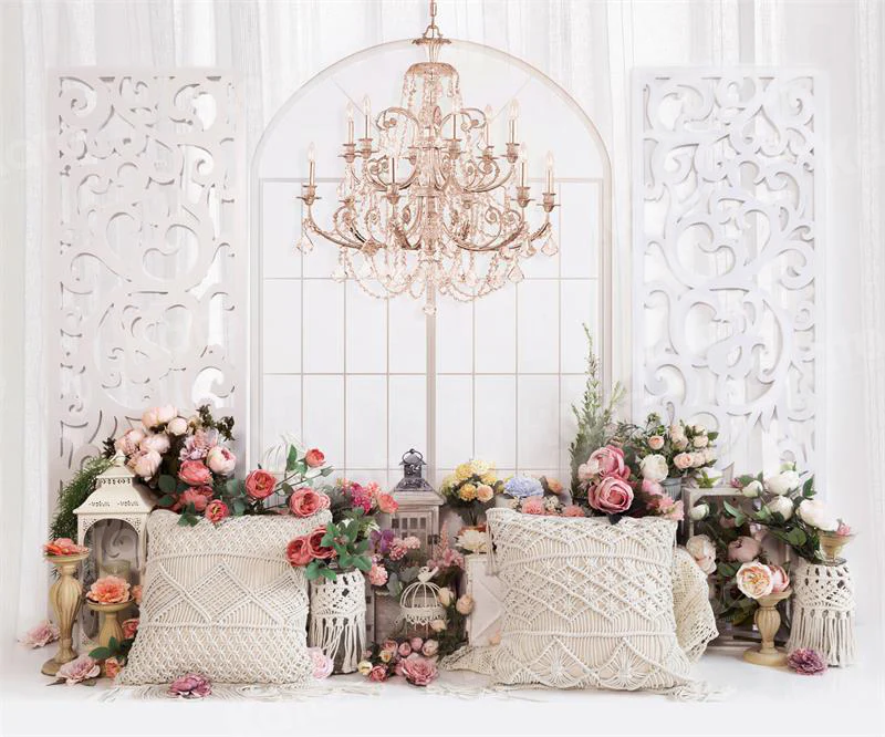 Kate Boho Spring Pillows Chandelier Backdrop for Photography - Image 3