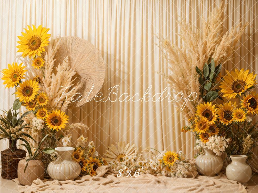 Kate Boho Summer Sunflowers Backdrop Designed by Emetselch - Image 3