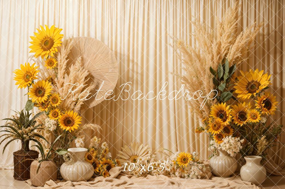 Kate Boho Summer Sunflowers Backdrop Designed by Emetselch - Image 4
