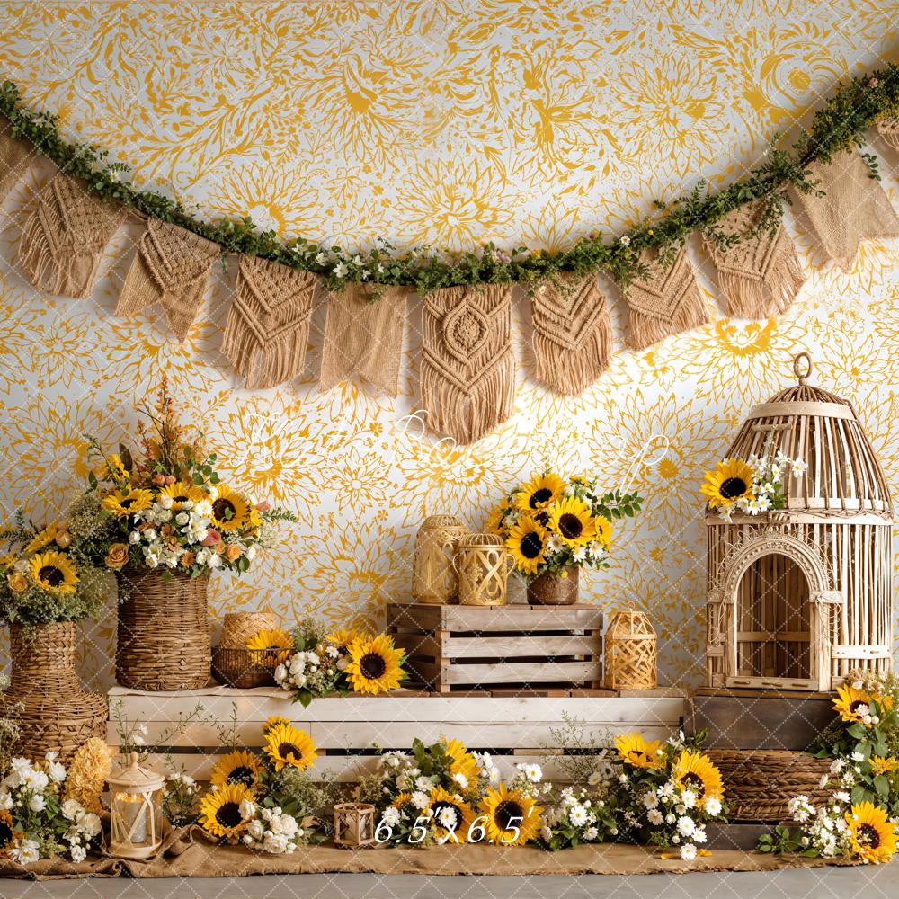 Kate Boho Sunflower Basket Macrame Backdrop Designed by Emetselch - Image 2