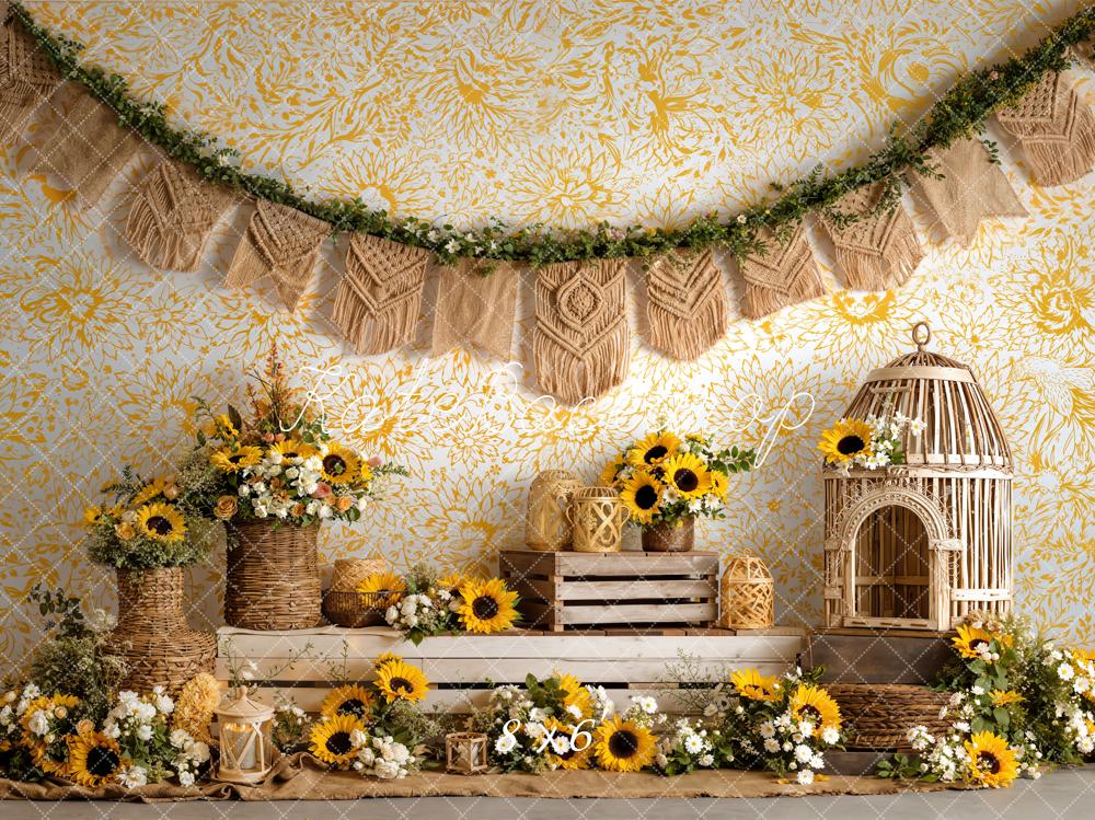Kate Boho Sunflower Basket Macrame Backdrop Designed by Emetselch - Image 3
