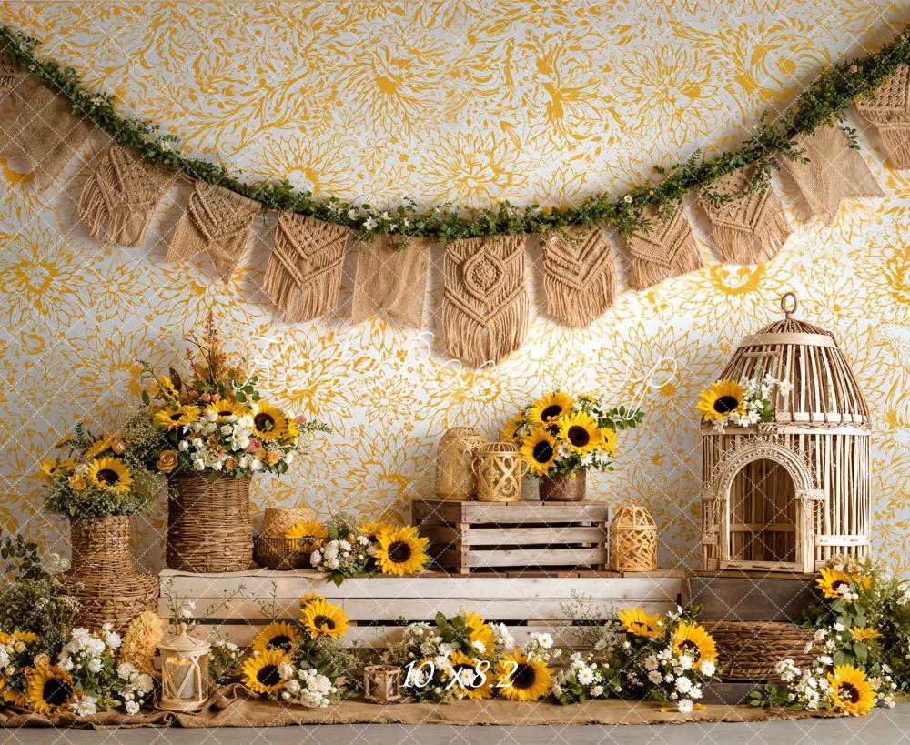 Kate Boho Sunflower Basket Macrame Backdrop Designed by Emetselch - Image 6