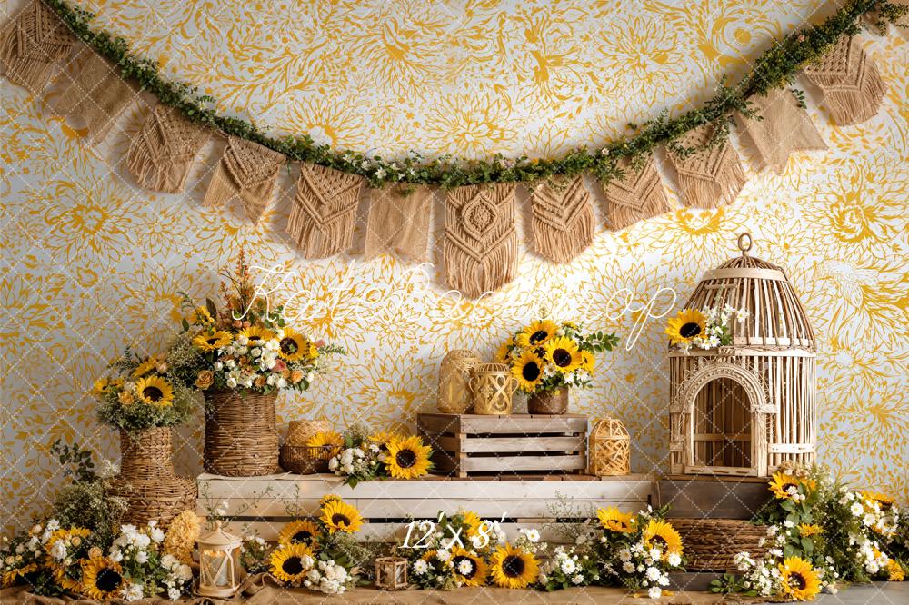 Kate Boho Sunflower Basket Macrame Backdrop Designed by Emetselch - Image 8