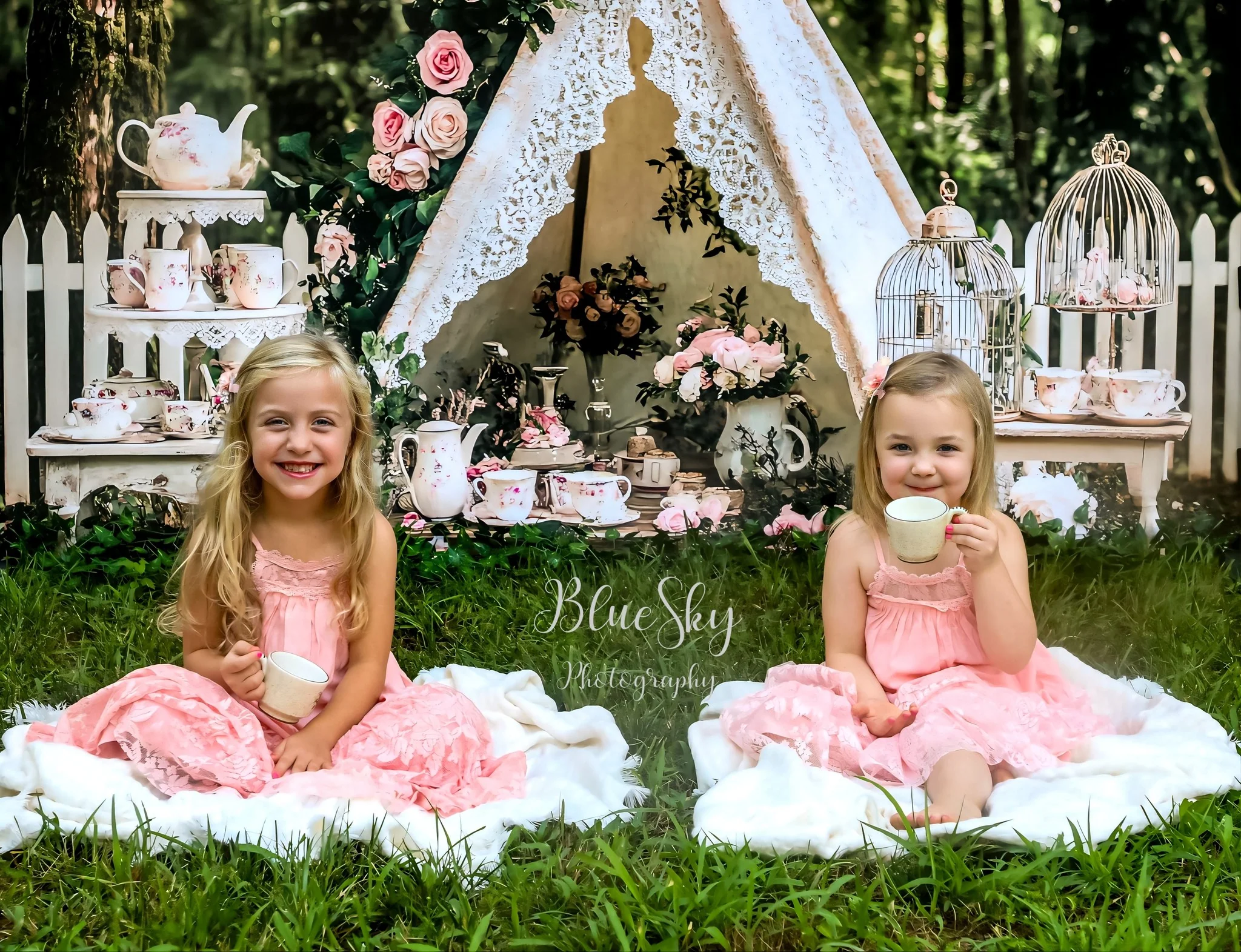 Kate Boho Teapot Party Floral Forest Spring Backdrop Designed by Ashley Paul