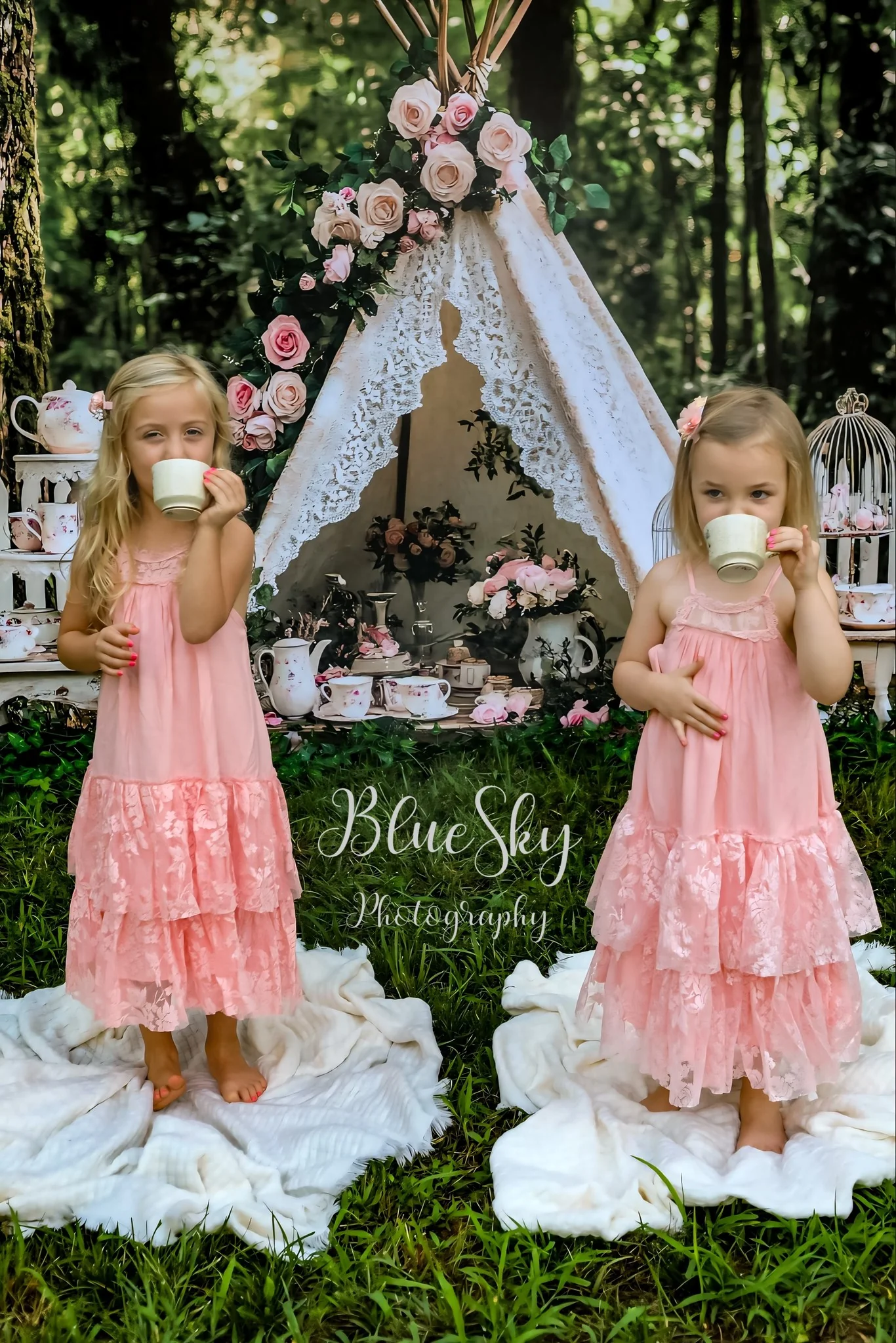 Kate Boho Teapot Party Floral Forest Spring Backdrop Designed by Ashley Paul - Image 3