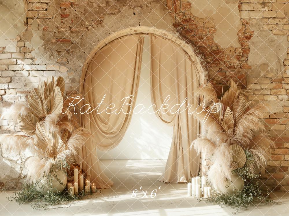 Kate Boho Vintage Wall Beige Arch Backdrop Designed by Emetselch - Image 3