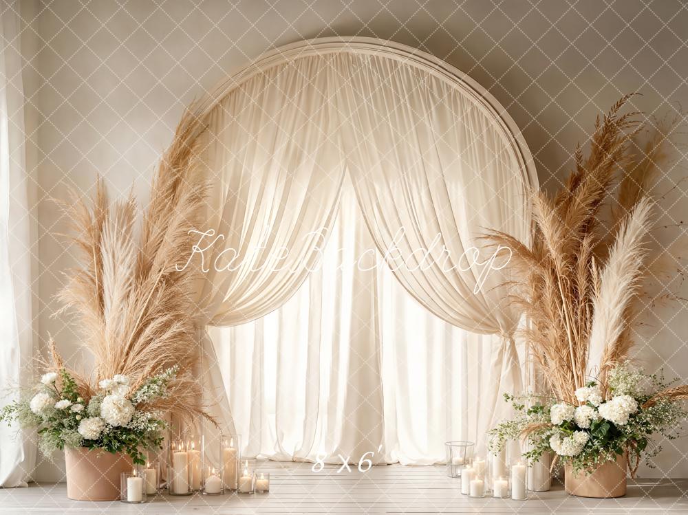 Kate Boho Wedding Floral Arch Neutral Backdrop Designed by Emetselch - Image 3