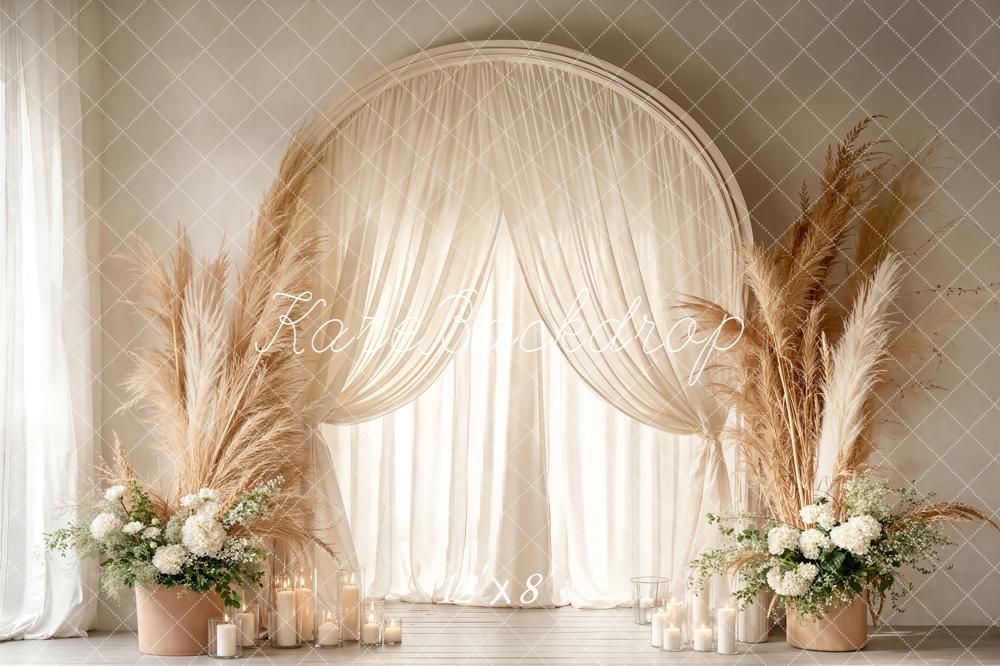 Kate Boho Wedding Floral Arch Neutral Backdrop Designed by Emetselch - Image 8