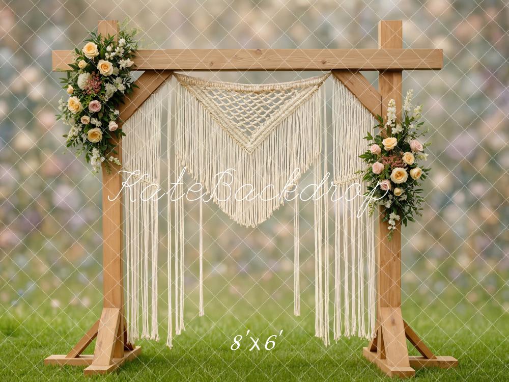 Kate Boho Wooden Arch Macrame Floral Backdrop Designed by Mini MakeBelieve - Image 3