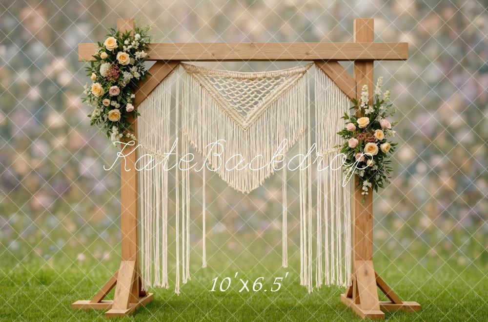 Kate Boho Wooden Arch Macrame Floral Backdrop Designed by Mini MakeBelieve - Image 4