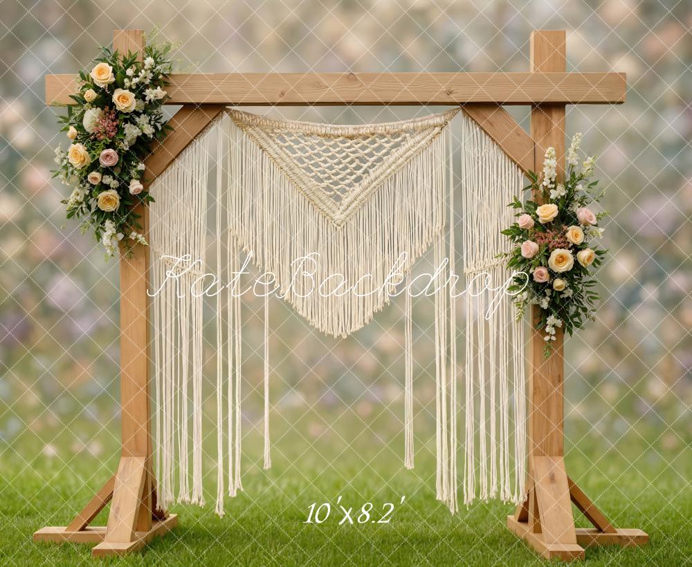 Kate Boho Wooden Arch Macrame Floral Backdrop Designed by Mini MakeBelieve - Image 6