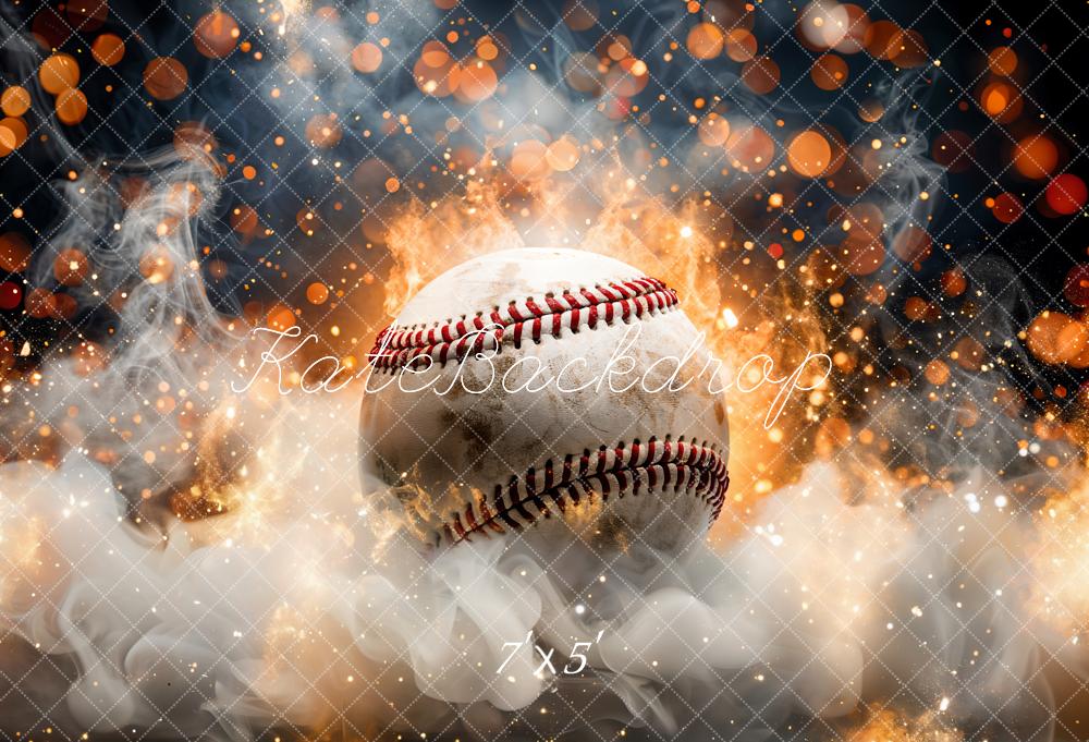 Kate Bokeh Sports Fire Smoke Burning Baseball Backdrop Designed by GQ - Image 2