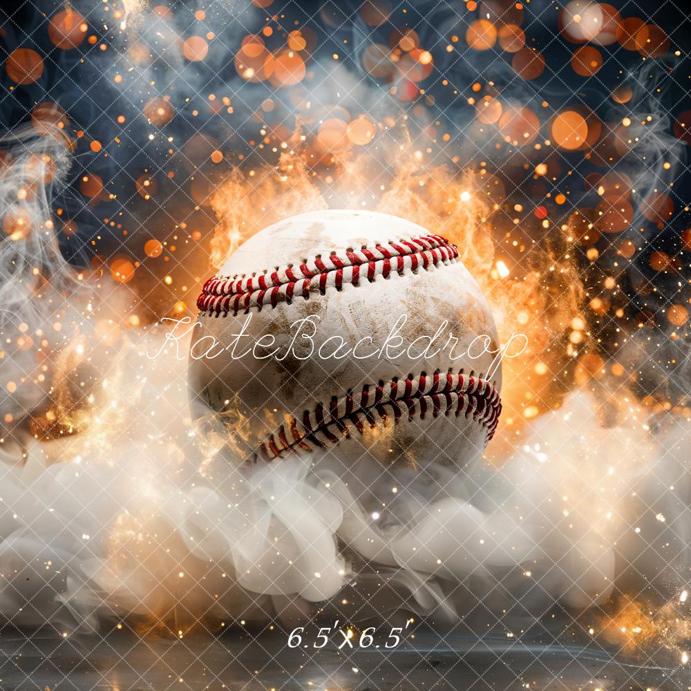 Kate Bokeh Sports Fire Smoke Burning Baseball Backdrop Designed by GQ - Image 3