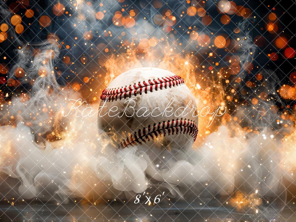 Kate Bokeh Sports Fire Smoke Burning Baseball Backdrop Designed by GQ - Image 4
