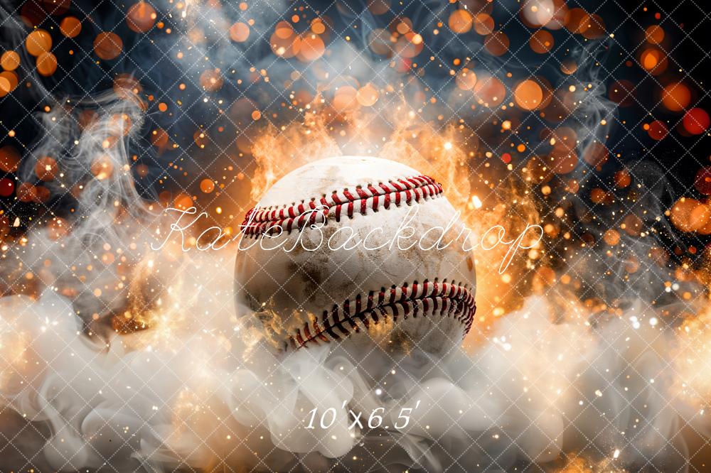 Kate Bokeh Sports Fire Smoke Burning Baseball Backdrop Designed by GQ - Image 5