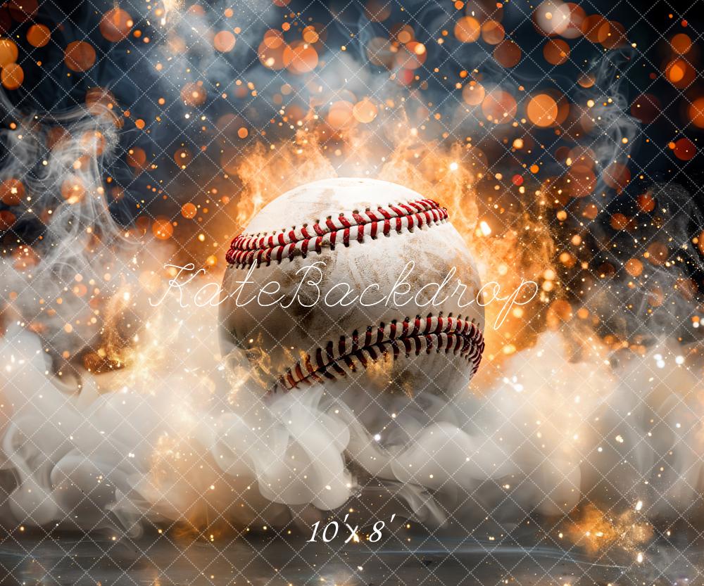 Kate Bokeh Sports Fire Smoke Burning Baseball Backdrop Designed by GQ - Image 6