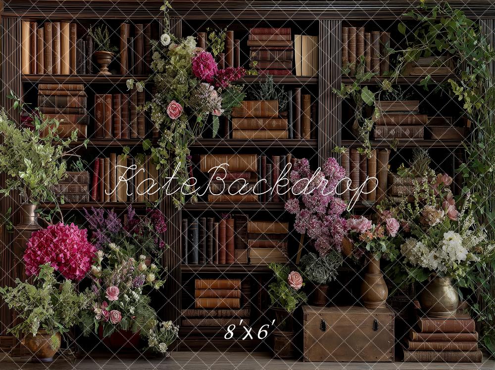 Kate Bookshelf Florals Vintage Books Backdrop Designed by Angela Marie Photography - Image 3