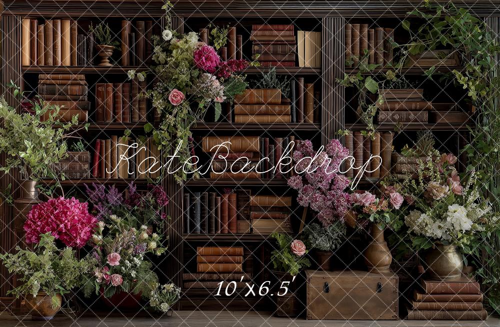 Kate Bookshelf Florals Vintage Books Backdrop Designed by Angela Marie Photography - Image 4