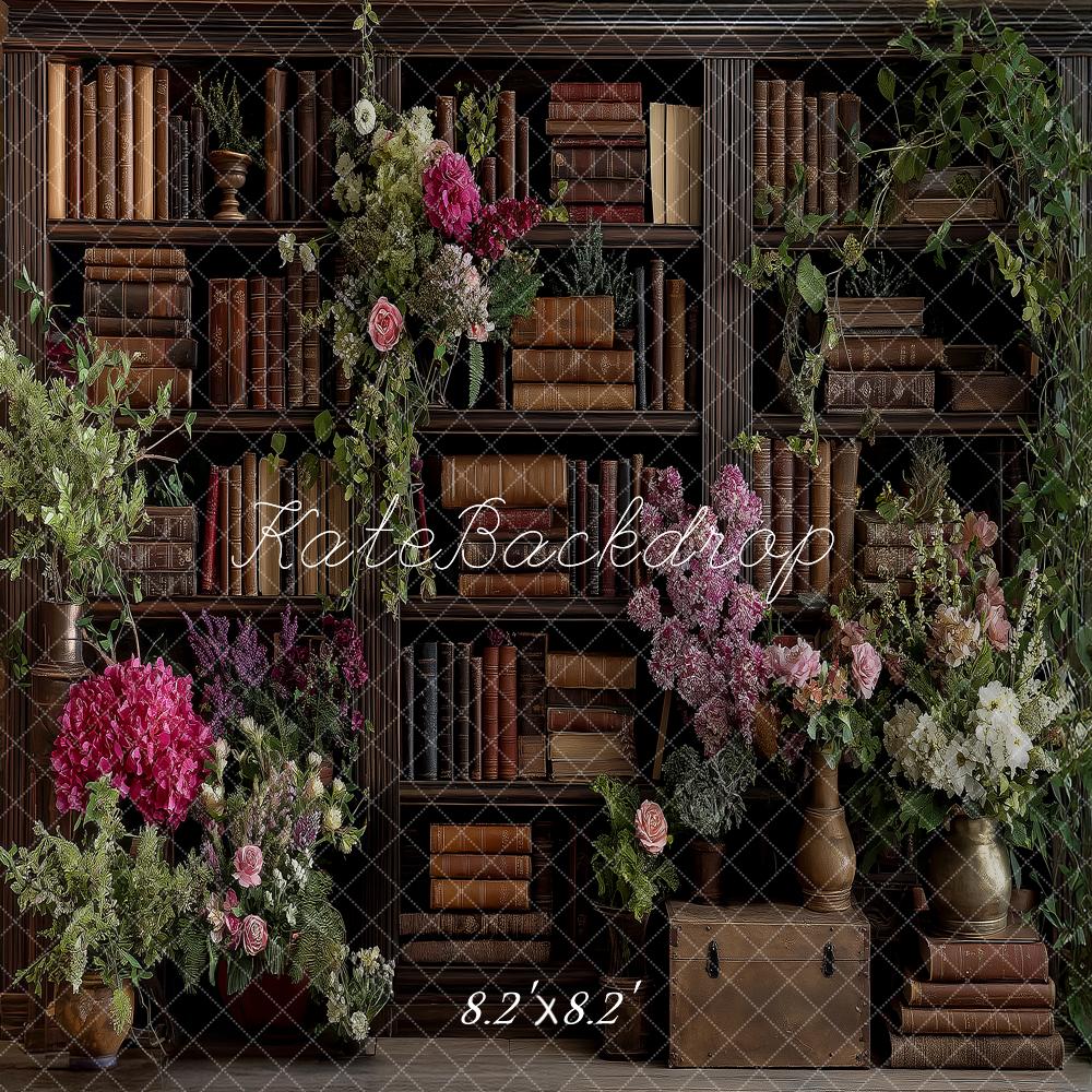 Kate Bookshelf Florals Vintage Books Backdrop Designed by Angela Marie Photography - Image 5