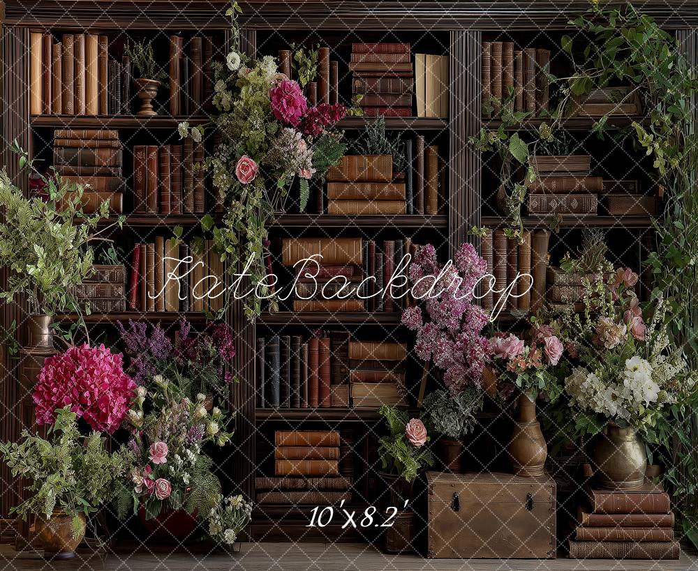 Kate Bookshelf Florals Vintage Books Backdrop Designed by Angela Marie Photography - Image 6