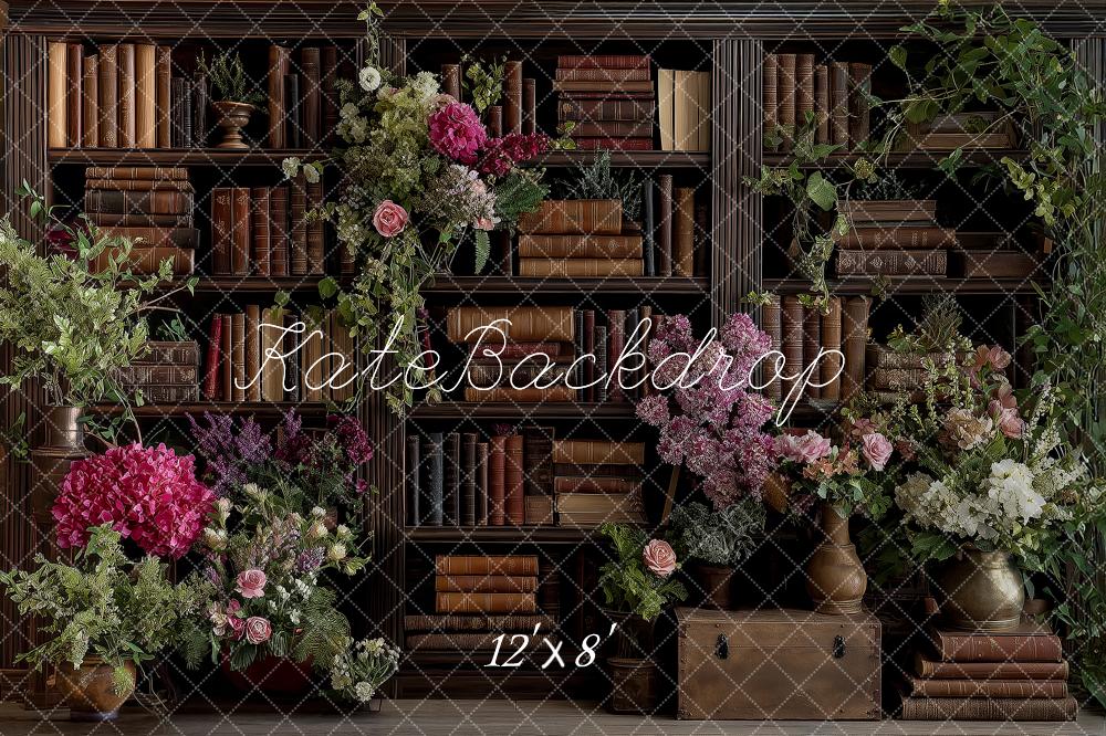 Kate Bookshelf Florals Vintage Books Backdrop Designed by Angela Marie Photography - Image 8